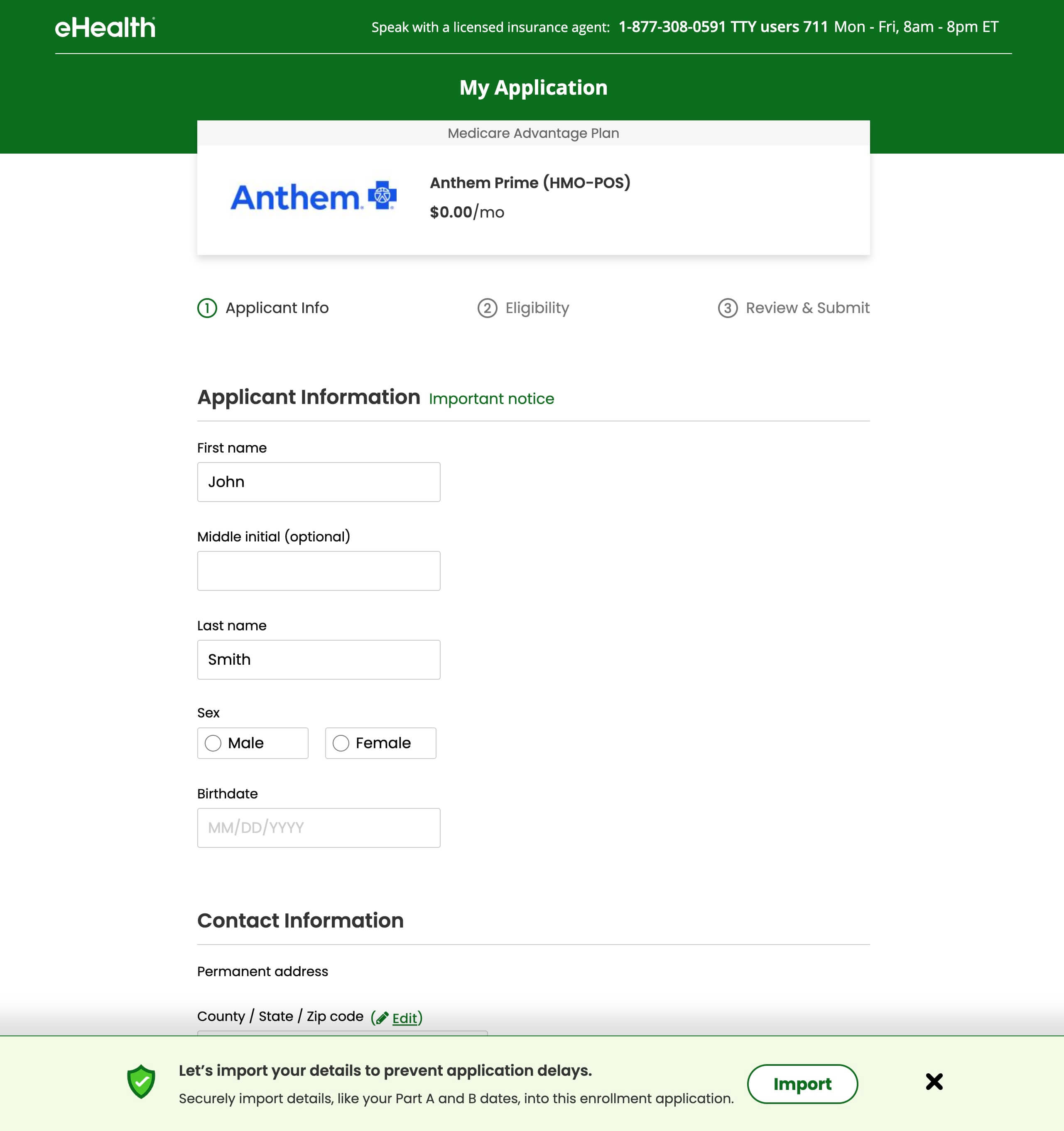 Enrollment application